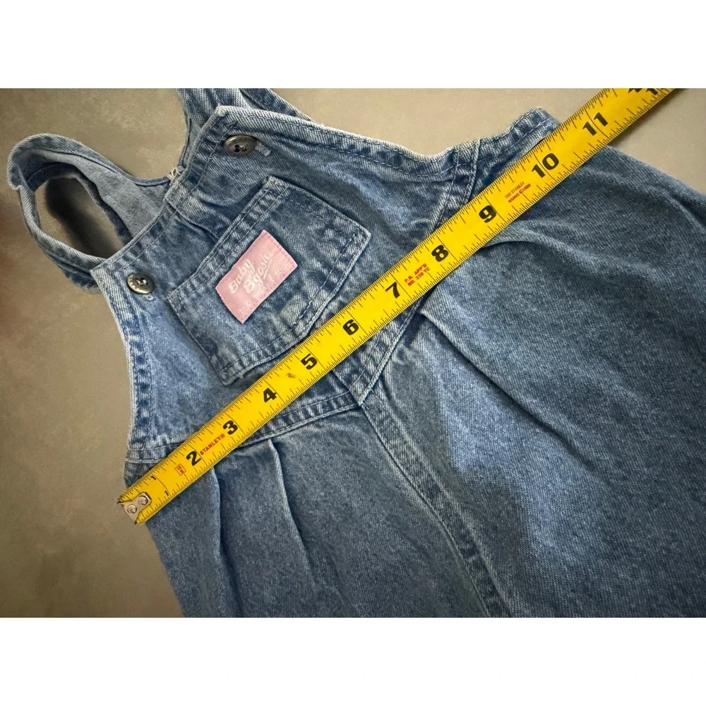 Baby B'gosh Overalls Kids 24M Blue Denim Vintage Pleated Snap Inseam